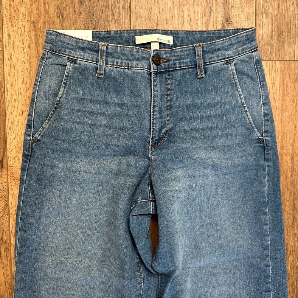 NWT! Ella Moss Wide Leg Crop Pants, Denim, High-Rise, Medium Wash, Size 6 - Picture 3 of 12